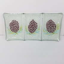 Lori Siebert Silvestri Art Glass Fusion Pinecone Three Section Tray Hand Blown - £25.57 GBP
