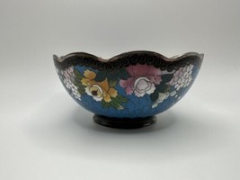 Antique Cloisonné Flower Rice Bowl 4.5” X 2” Single Character Mark - £233.93 GBP