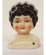 vtg China/Porcelain Black Hair and Eyes Doll Head Brinn&#39;s China Handpainted - $28.00
