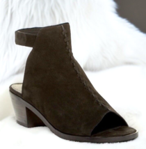 $245 Eileen Fisher Pagoda Booties 8 Sandal Suede Open Toe Whipstitched NIB - $138.60