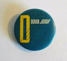 Duran Duran Badge Button Vintage 1980&#39;s Pinback Pop Rock New Wave Blue Y... - $11.71