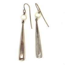 Vtg Sterling Signed 925 RLM Robert Lee Morris Modern White Pearl Dangle ... - $54.45