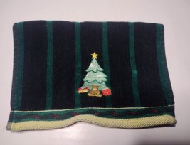 Vtg Linens N Things Christmas Hand Towel Velour Terrycloth USA Embroidered  - £7.05 GBP