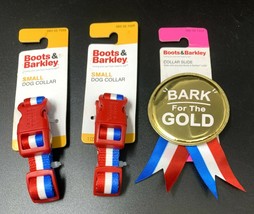 2 Boots &amp; Barkley Small Dog Collars Slide New NOS Red White &amp; Blue Patriotic 522 - £11.10 GBP