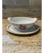 Vintage Noritake China Rosemont Floral 5048 Gravy Boat Gold Trim Japan - $314.97 MXN