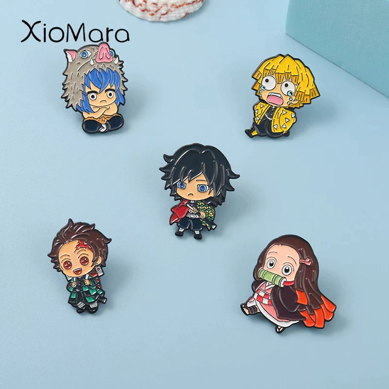 Cartoon Demon Slayer Enamel Brooches Pin Accessories Backpack Badge Jewelry Gift - £8.21 GBP