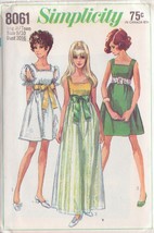 Simplicity Vintage Pattern 8061 Sz 9/10 Empire Dress In 2 Lengths Uncut - £3.05 GBP