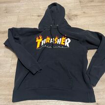 Thrasher Magazine Black Flame Logo Hoodie Mens Small Skateboarding Stree... - $21.73