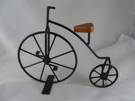 Hi-Wheel Bike Black Metal &amp; Wood Art Decor Stands Free 8&quot; tall 11&quot; long - £8.55 GBP