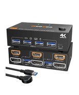 AOOCOO Low Power 2x2 Dual DP/HDMI USB 3.0 KVM Switch - Black - $971.01 MXN