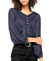 Free People We The Free Womens Blouse Cool Meadow Navy Size Xs OB1064031 - £38.64 GBP
