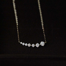 14ct Solid Gold Zirconia Romantic Row Necklace Delicate, Dainty, 14K Au585 - £165.30 GBP