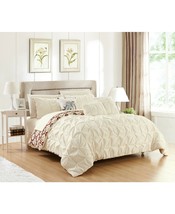 Chic Home Yael 10-PC Beige Pleated Pintuck King Comforter Set T410324 - £187.14 GBP