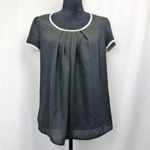 Zenana Outfitters Casual Blouse, Black With White Trim size M - $13.23