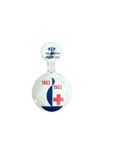 Vintage 100th Anniversary 1863-1963 Red Cross Tab Pin Button  - $8.00