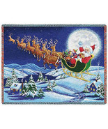 72x54 CHRISTMAS MAGIC Santa Reindeer Sleigh Snow Tapestry Afghan Throw B... - $86.06 CAD