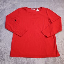 Josephine Chaus Shirt Womens Small Red Lightweight Casual Petite Long Sleeve - £8.53 GBP