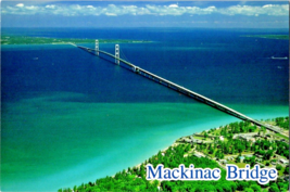 Postcard Michigan Mackinac River Bridge Mackinaw City  6 x 4  Ins. - £4.61 GBP