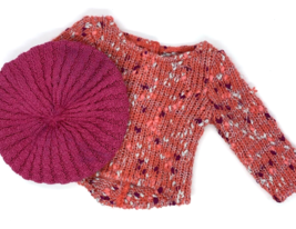 American Girl Coral Confetti Sweater &amp; Pink Beret - £15.00 GBP