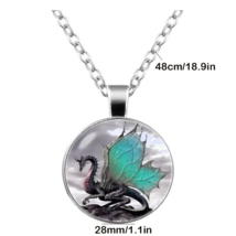 Flying Dragon Silvertone Pendant Necklace - New - £11.98 GBP