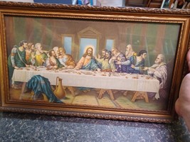 Zabateri Christ Last Supper Handcarved Wood Picture Frame 16 3/4 Wide 9 5/8 Tall - £38.93 GBP