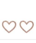 KATE SPADE NEW YORK Pave Heart Stud Earrings, Rose Gold/Diamond Crystal,... - $49.00