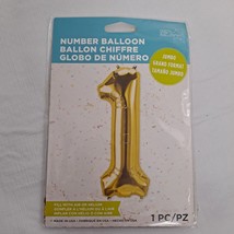 Number ONE Balloon Helium or Air Jumbo Size Gold 34 Inch - £7.00 GBP