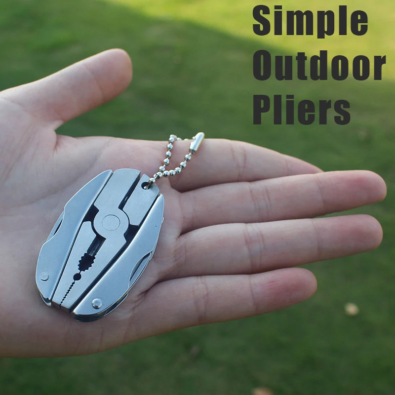 Simple Stainless Steel Outdoor Portable Multitool Pliers Knife Keychain - £8.54 GBP