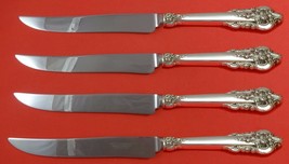 Grande Baroque by Wallace Sterling Silver Steak Knife Set 4pc Texas Sized Custom - £225.06 GBP