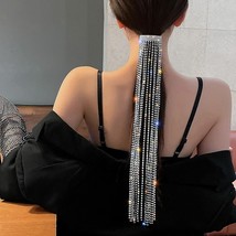Long Tassel Crystal Hair Accessories Shine Full Rhinestone Hair Pin Jewelry - £9.48 GBP