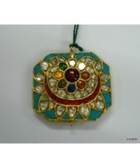20kt Vintage Gold Jewelry Navratan Gemstone pendant necklace Kundan Polky - £934.96 GBP