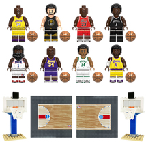 8/9/10pcs Basketballer Minifigures with Courts, NBA Super Stars Kobe Mini Blocks - £26.49 GBP