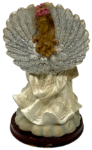 Vtg. Angel On Cloud Glitter Wings Playing Mandolin Resin Figurine 5.5" Wood Base image 5
