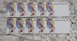 10 Vintage Happy Birthday Florist Insert Cards Hot Air Balloon Design FR... - £8.12 GBP