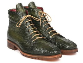 Paul Parkman Mens Shoes Boots Green Crocodile Embossed Paul Parkman 1281... - $599.99