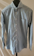 Neiman Marcus Blue Green White Plaid LS Button Up Shirt Mens Size 16  36/37 - $24.74