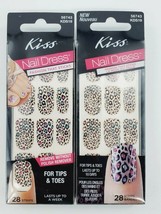 2X Kiss Dress 28 Nail Polish Strips 56743 KDS19  Marabou Leopard Cheetah - $6.99