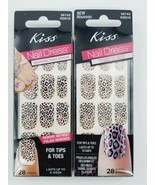 2X Kiss Dress 28 Nail Polish Strips 56743 KDS19  Marabou Leopard Cheetah - £5.40 GBP