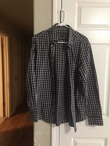 Men&#39;s George Long Sleeve Shirt--Black/Maroon/White Checkered--Size M - £6.27 GBP