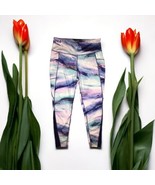 Womens workout leggings Pants Size XL Purple Blue Turquoise Pattern tek ... - $23.61 CAD