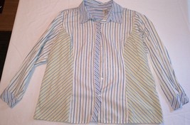 LIZ CLAIBORNE WOMAN Button Front Top Shirt Striped SS Ladies Blouse Wome... - £14.92 GBP