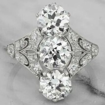2.20Ct Round Cut Lab-Created Diamond Art Deco Design Ring 14K White Gold Plated - £112.59 GBP