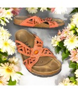Birkenstock Betula Joyce Orange Coral Beaded Sandals Slides 38 Women 7 M... - $534.05 MXN