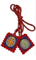 St.Saint Benedict Medal Red Cloth Scapular Necklace escapulario de San Benito - £11.11 GBP