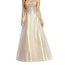 Cecily Brown Size XS Gold Strapless Tulle Formal Prom Dress with Lace Em... - $99.99