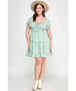 Plus Size Crinkle Textured Front Tie Mini Dress_ - $35.00