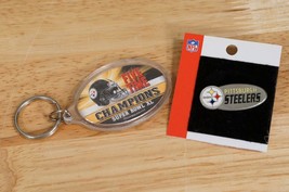 Nfl Football Fan Apparel Pittsburgh Steelers Key Fob Super Bowl Xl & Lapel Pin - $15.90