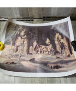 Vintage Snow White Seven Dwarves Cottage Art of Disney Print Poster Gouache - £27.21 GBP