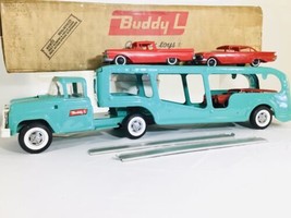 Vintage Buddy L Pressed Steel Car Hauler W/CARS And Box - $808.49