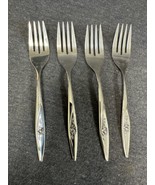 Oneida Craft 4 LASTING ROSE 6 1/2” Salad Forks Stainless Glossy Oneidacr... - $9.90